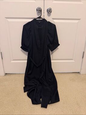 Ann Taylor Navy Maxi Wrap Dress with Elbow Sleeves